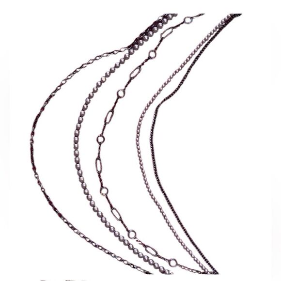 Vintage chain and faux pearl 5 strand necklace with matching earrings EVC - Picture 1 of 8